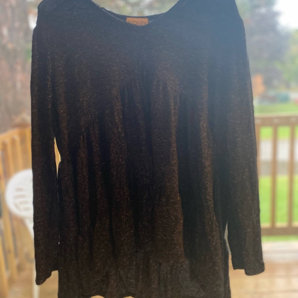 Sydney Gregory Dark Grey Long Blouse Top